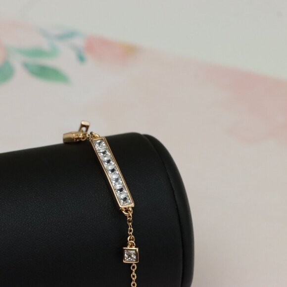 "Rose Gold Chain Bracelet with Bar and CZ Charm, Adjustable Fit, XPBL0756 - Picture 9 of 13